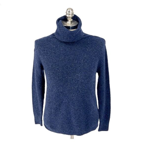 Joie Small Navy Alpaca Wool Nylon Fuzzy Pullover Turtleneck Sweater Soft Comfy - Picture 1 of 6